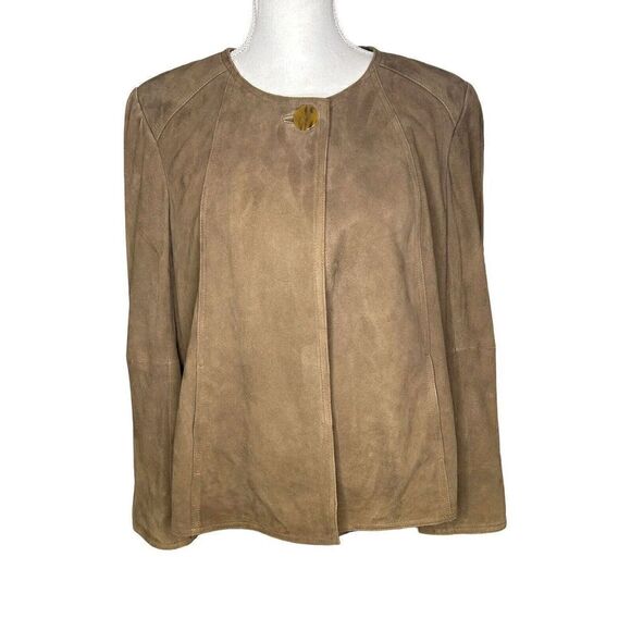 Talbots Jackets & Blazers - TALBOTS 100% Leather Suede $349 Lightweight Brown 1 Button Jacket 14P NWT